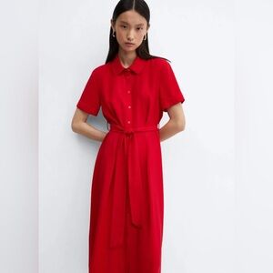 Mango shirt dress vibrant red